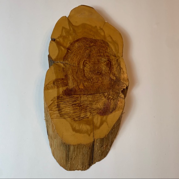 Vintage Wood Bear hand-carved wall art Colorado